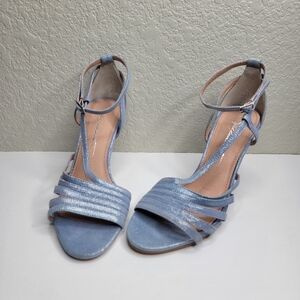 Hal Rubenstein Women's Ankle Strap Suede & Leather Blue Pump Heels Size 8.5W